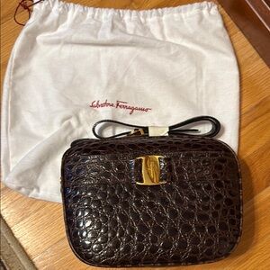 Salvatore Ferragamo Brown Leather Crossbody Bag